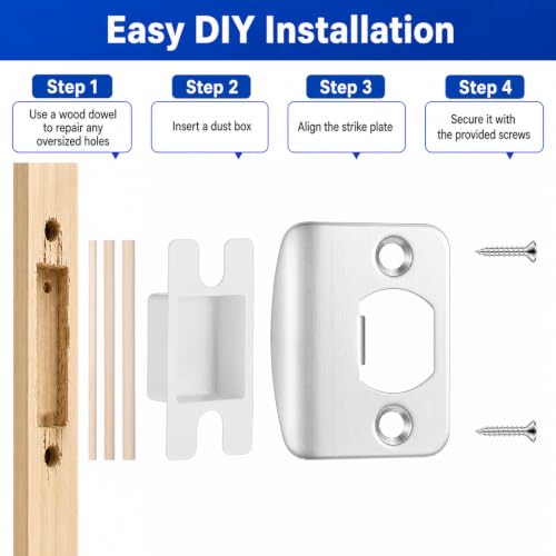 12 Pack Standard Door Strike Plate Repair Kit, Door Latch - Image 8