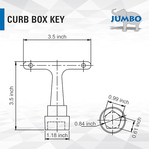 JUMBO Curb Box Key Wrench, Stainless Steel Water Valve | Hand Tools - Image 3