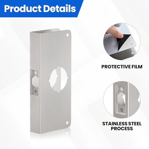 Single Hole Door Knob Reinforcement Long Plate, Brushed Nickel - Image 4