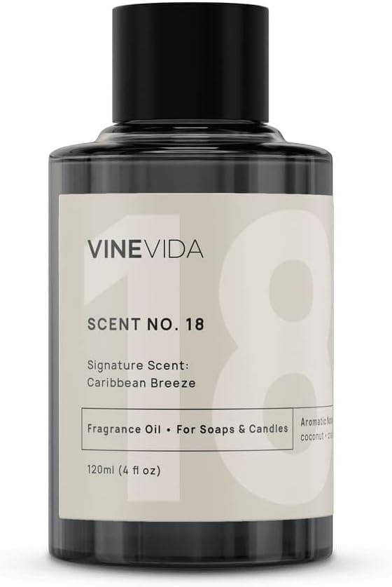 VINEVIDA [4oz] Caribbean Breeze Fragrance Oil for Candle Making - Made in USA Scents for Soap Making - Natural Candle Fragrance Oil