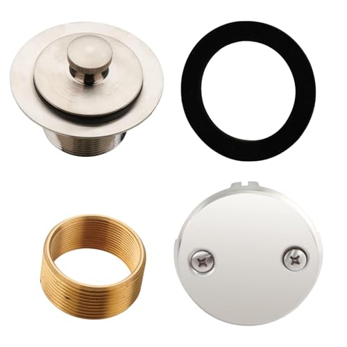 Brushed Nickel Lift and Turn Tub Drain Set,2-Hole Overflow - Image 2