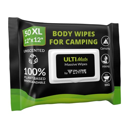 Body Wipes for Camping 50 XXL Camping Wipes 12''x 12'' - Image 2