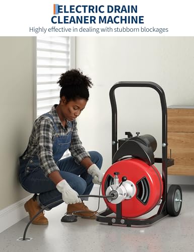 370W Electric Drain Cleaning Machine, 100FT x 1/2" Sewer Snake - Image 8