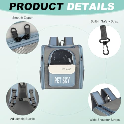 Cat Pet Backpack Carrier Gray 13x11x15 Large Space Pet Bag - Image 4