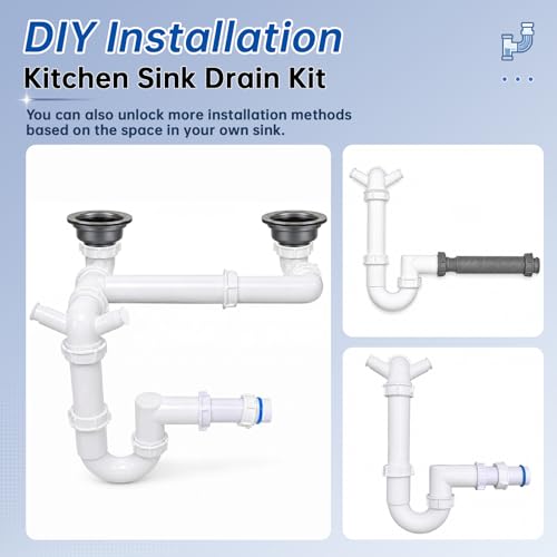 1-1/2" Kitchen Sink Drain Kit, Space-Saving Rear P-Trap - Image 7
