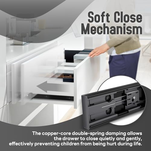 1 Pair 12 inch Soft Close Drawer Slides Side Mount Rails - Image 4