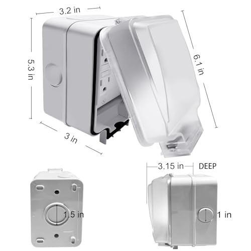20 Amp GFCI Outdoor Electrical Outlet Box Kit, UL Listed - Image 4