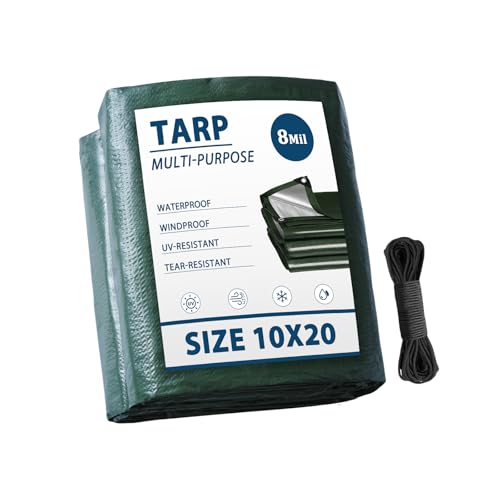 Tarp Waterproof 10x20FT Multi-Purpose Green Poly Tarps Cover 8Mil - Image 2