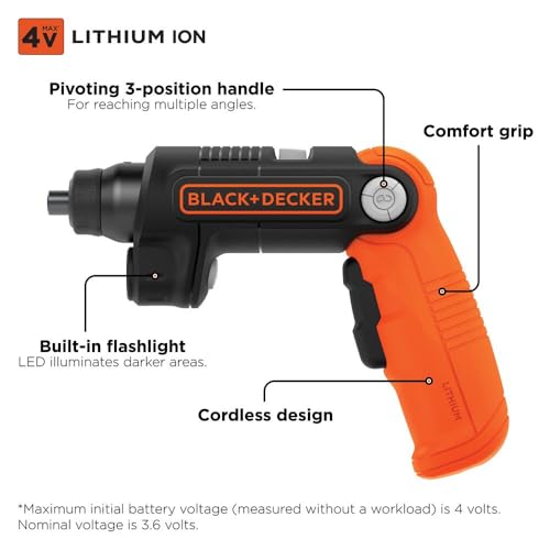 BLACK+DECKER Cordless Screwdriver with LED Light 4V MAX | Hand Tools - Image 3