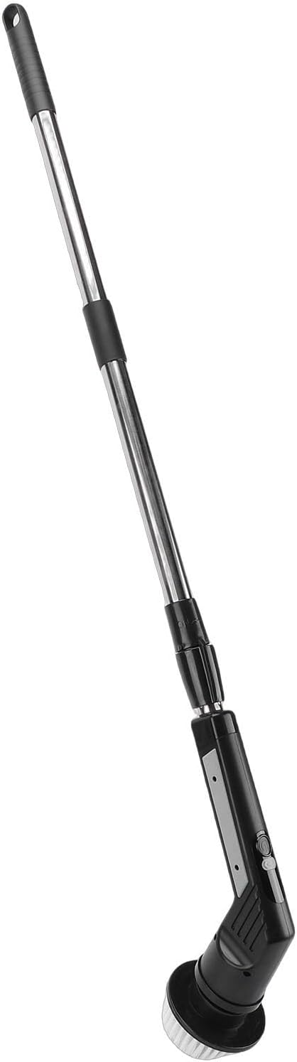 Cordless Electric Scrubber, Cleaning Brush with 9 Replaceable Brush Heads, Adjustable Extension Handle & Digital Display, Ideal for Bathroom, Tub, Tile & Shower (JY6016 Black (9 Heads))