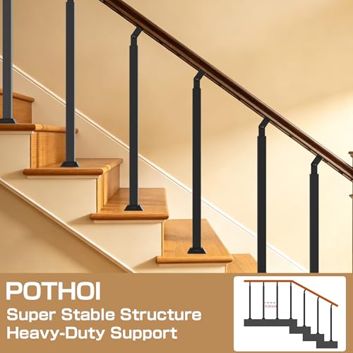 Black Metal Stair Railing Post, Side/Front Mount Baluster - Image 3