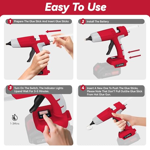 Cordless Hot Glue Gun Compatible with Milwaukee 18V Battery,100W - Image 5
