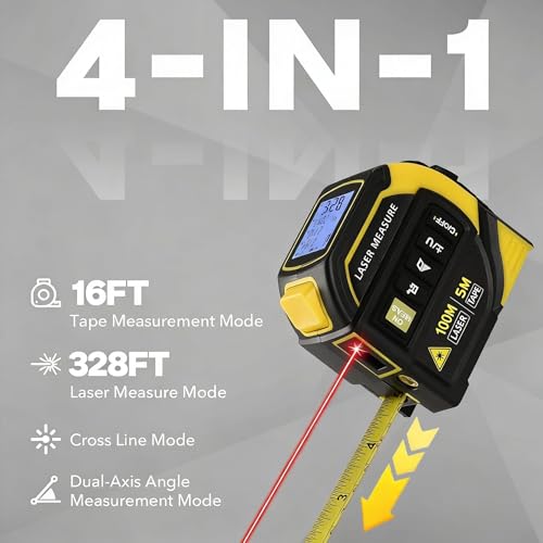 4-in-1 Digital Laser Tape Measure, 16FT Auto-Lock Tape - Image 3