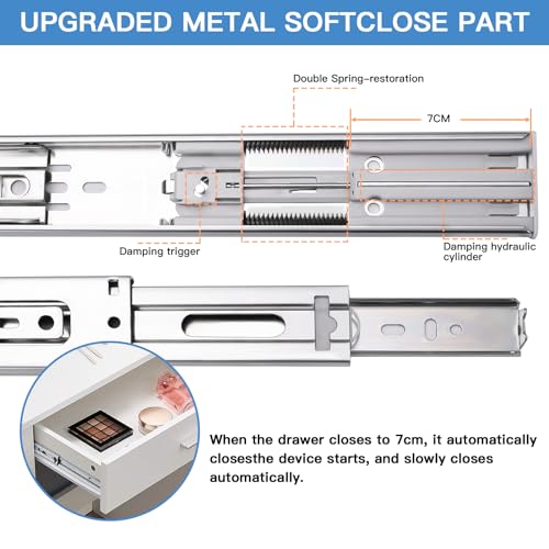 Soft Close Drawer Slides 14 Inch, 6 Pairs – Full Extension 100LB - Image 3