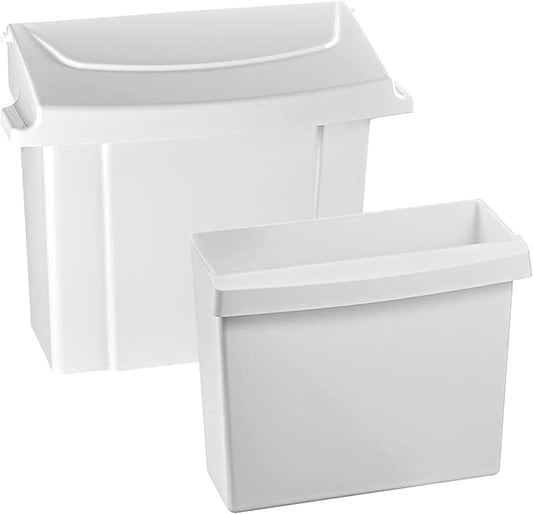 Alpine Sanitary Napkin Receptacle - Feminine Hygiene Disposal Container, Wall Mounted Trash Can with Odor Control Seal & Installation Hardware (White)