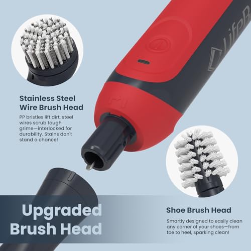 LifeBasis Cordless Rechargeable Power Scrubber Brush, Red - Image 5