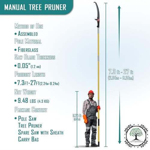 7.3-27FT Extendable Long Handle Pole Saw with Blade - Image 3