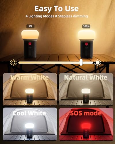 EZVALO LED Rechargeable Camping Lantern, 6000mAh Emergency - Image 5