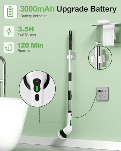 Cordless Electric Spin Scrubber, 9 Brush Heads, 2-Speed Motor - Image 7