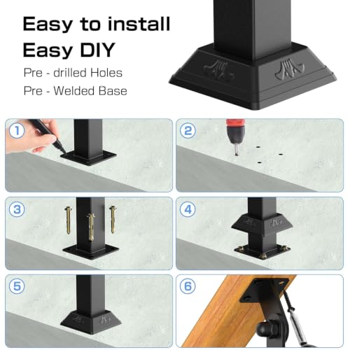 Black Metal Stair Railing Post, Side/Front Mount Baluster - Image 6