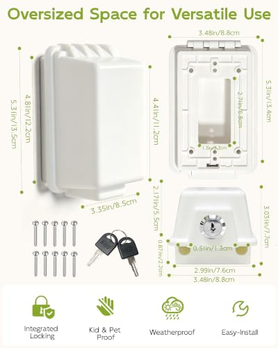 Lockable Waterproof Electrical Outlet Cover Box with Key, 1pc - Image 3