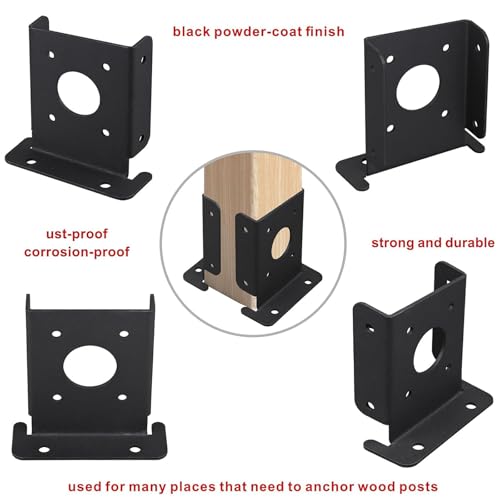 4Pcs Wood Fence Pergola Post Base Brackets kit Fit - Image 5
