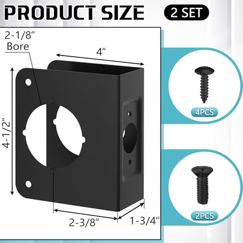 2 Pcs Lock and Door Reinforcement Plate 1-3/4-Inch Thick | Home Repair - Image 4