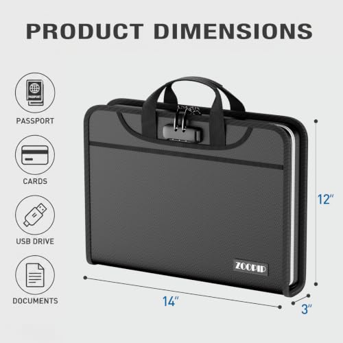 Fireproof Binder Organizer with 15 Pack Pockets,Letter Size,Black - Image 7