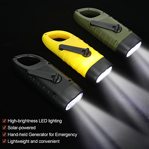 6 Pack Hand Crank Flashlights Solar Powered Flashlight, Green - Image 5