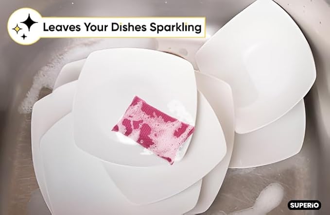 Microfiber Sponges for Dishes Kitchen Sponges Non-Scratch Sponge Dish Scrubber Heavy Duty Household Cleaning Sponges Multi-Purpose Cleaning Supplies Dish Sponge Kitchen Sponges Pack of 3