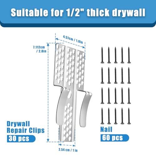 Drywall Repair Clips, 30pcs Drywall Fastner Clips with 60 - Image 3