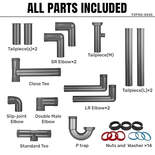 Universal 1-1/2 In Kitchen Sink Drain Kit, P-Trap And S-Trap Set - Image 3