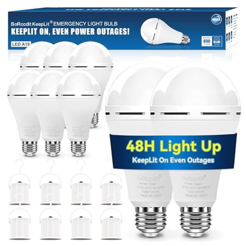 KeepLit 8PK Emergency Rechargeable Light Bulbs, 48H Battery - Image 2