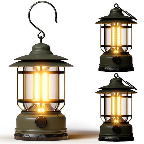 Camping Lanterns Battery Powered Rechargeable Lights,3 Pack Green - Image 2