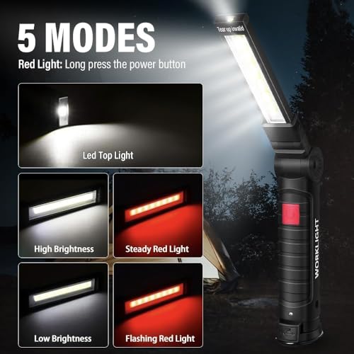 LED Rechargeable Work Light for Mechanic with Magnetic Base Hook - Image 4