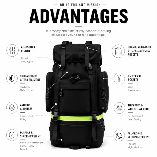 75L Internal Frame Hiking Backpack Extra | Travel Essentials - Image 5