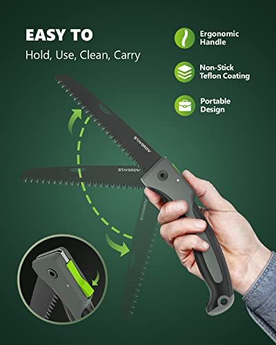 7 Inch Folding Hand Pruning Saw, Heavy Duty Foldable Camping Saw - Image 7