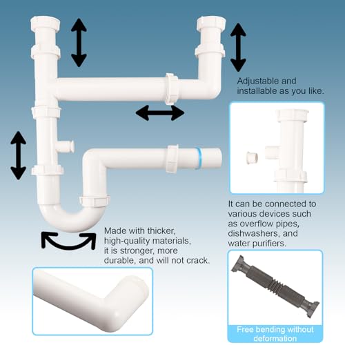 Universal 1-1/2" Kitchen Sink Drain Kit, Space-Saving - Image 5