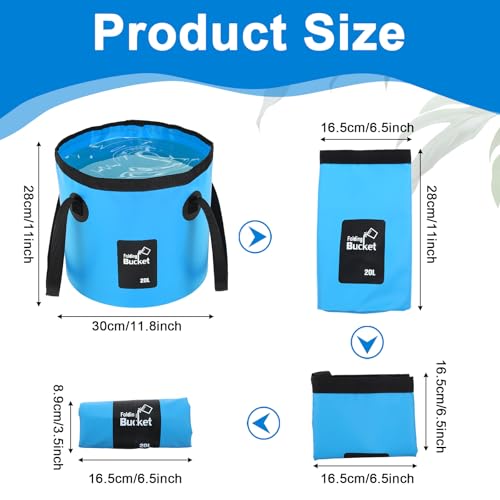 3 PCS 5 Gallon Collapsible Water Bucket, 20L Foldable PVC - Image 3