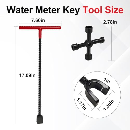 17 Inch Water Meter Key with 4-Way Utility Key T-Handle & U-Head - Image 4