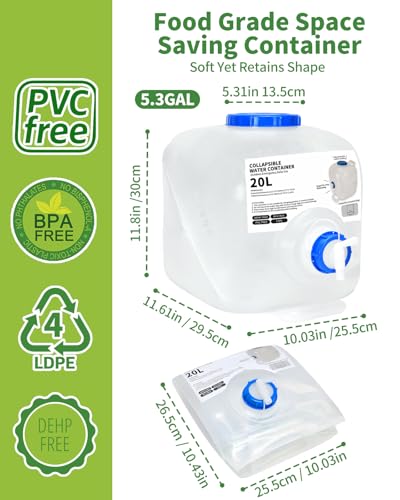 2 Pack 5.3 Gallon Collapsible Water Container Camping - Image 3