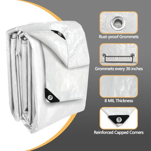 16 Mil Ultra Thick 8x10 Ft Small Tarps Heavy Duty Waterproof - Image 4