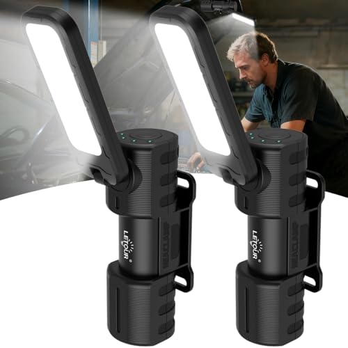 2 Pcs Rechargeable 5000lm LED Magentic Work Light BBQ Grilling - Image 2