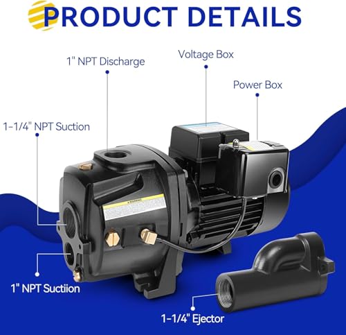 Shallow/Deep Well Jet Pump, Cast Iron Convertible Pump - Image 7
