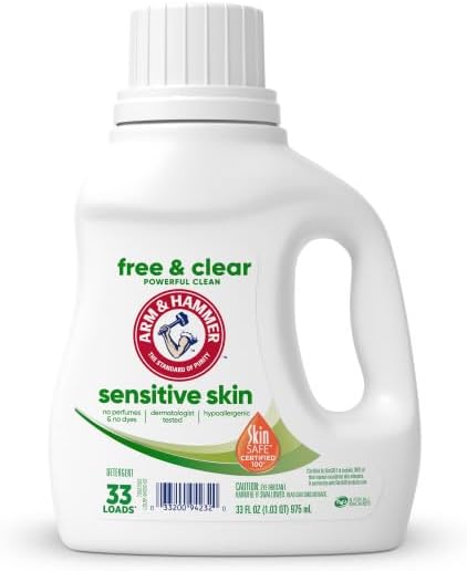 ARM & HAMMER Sensitive Skin Free & Clear, 33 Loads Liquid Laundry Detergent, 33 Fl oz