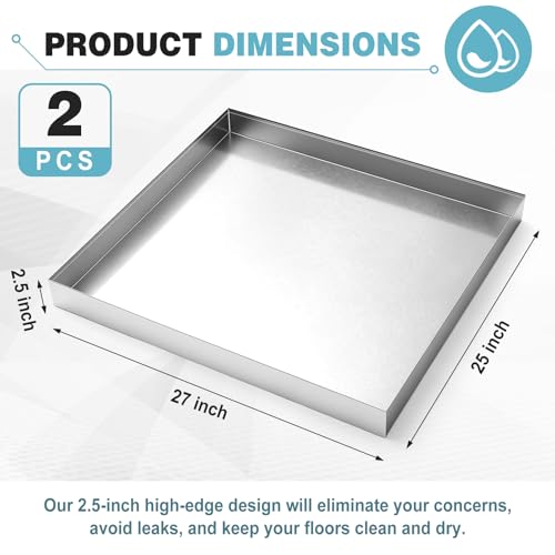 2 Pack Galvanized Drain Pan 27" x 25" x 2.5" Water Damage - Image 4