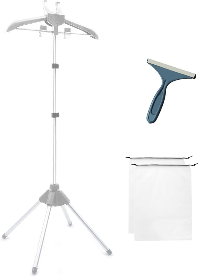 Portable Steamer Stand for Clothes, Steamer Rack Steam Iron Stand for Steaming Clothes, Travel Garment Hanger Steaming Racks, Handheld Steam Cloth Racks for RV, Home, Hotel +2 Bags+1 Lint Remover