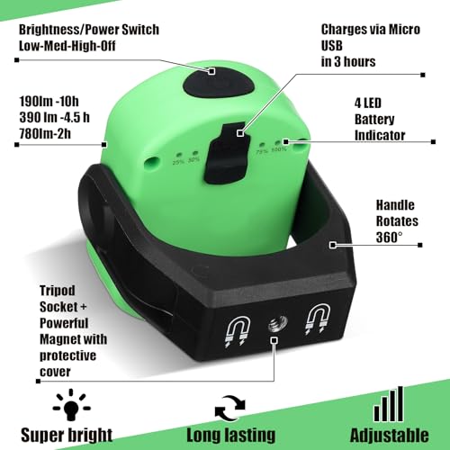 2 Pack 780 Lumens Magnetic Work Light, Green-2pk - Image 5