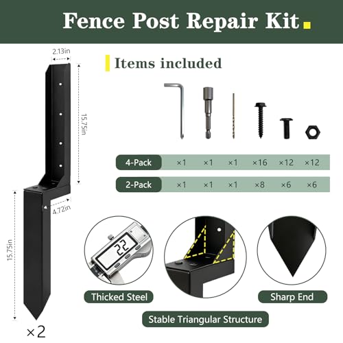 Fence Post Repair Kit, Thickened Fence Post Anchor Stakes - Image 3