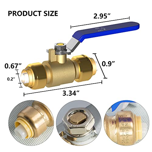 Hourleey 2 Pieces 1/2 Inch Push-Fit Full Port Ball Valve for Hot - Image 3